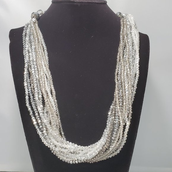 Ali Khan Multi row cascade necklace in faceted glass beads with gift box - Picture 2 of 5